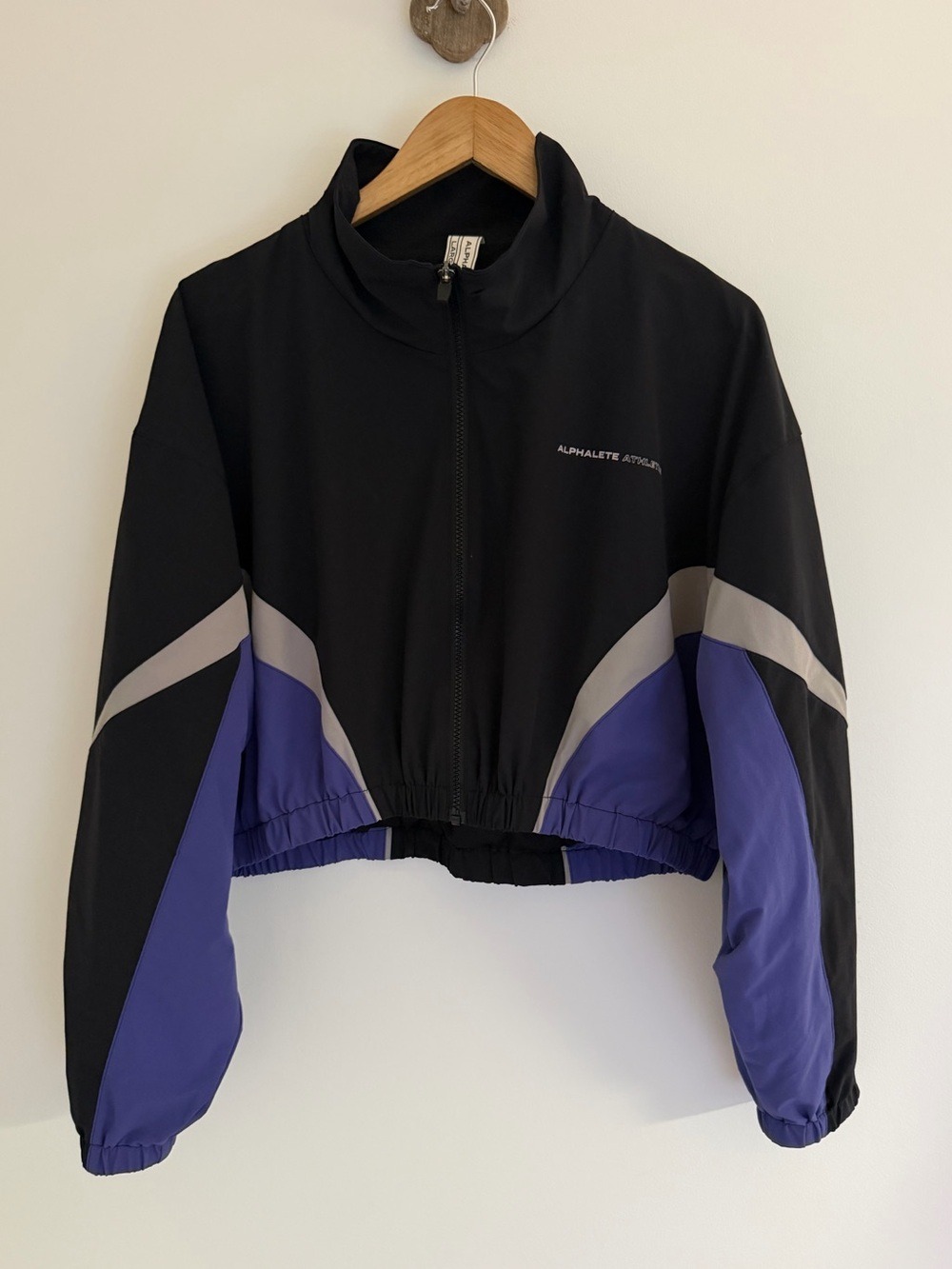 Alphalete Retro Crop Jacket Purple Black Large